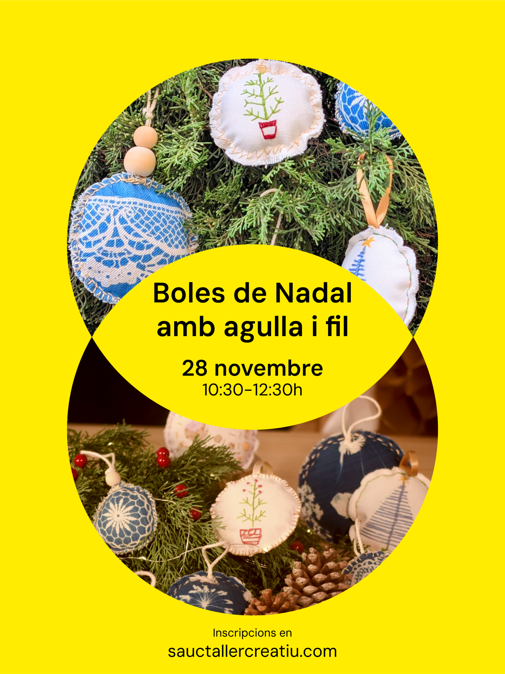 Boles de Nadal amb agulla i fil